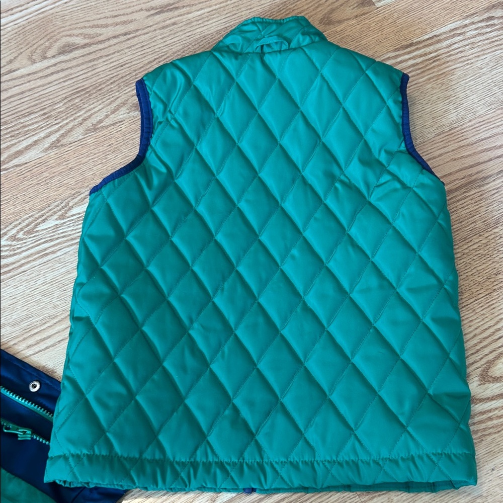 Rain jacket puffer vest combo! Kids sz 6 / 7 Navy Blue and Green - Picture 5 of 6